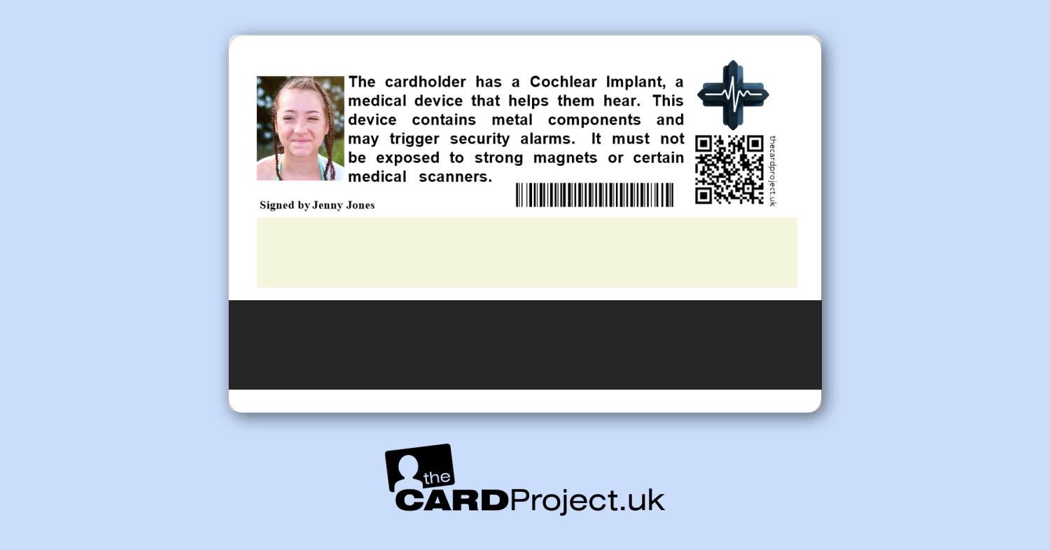 Cochlear Implant Information Card (REAR)